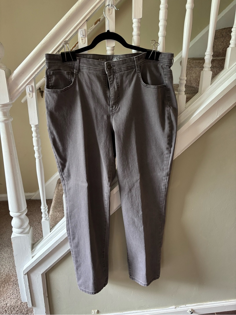 Style & Co. Slim Leg Pants in Charcoal Gray